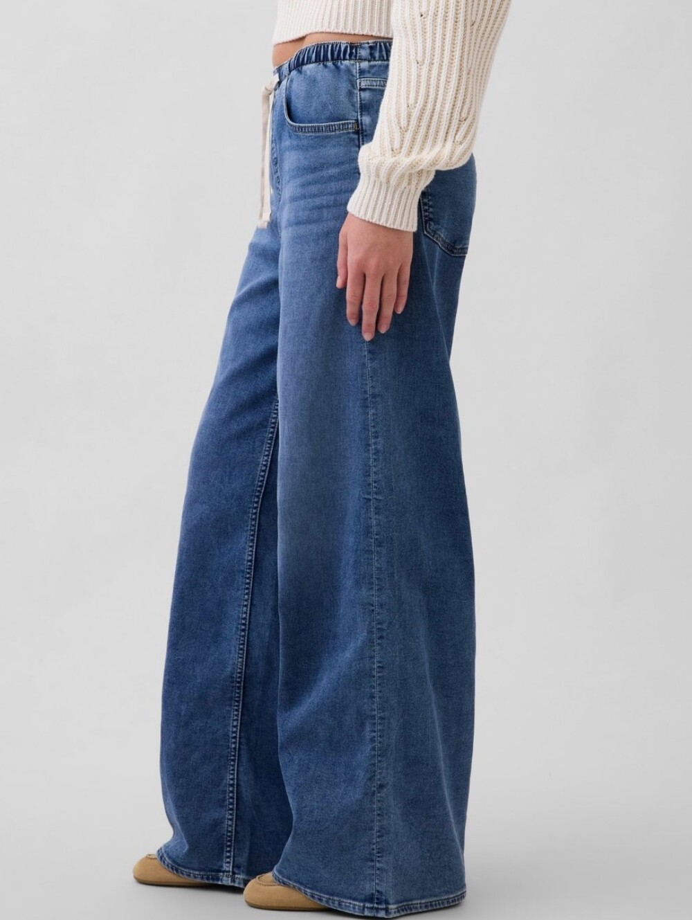 [LIKE NEW] GAP Womens Petite Medium Mid Rise Knit Easy Baggy Jeans Medium Indigo - Picture 2 of 11